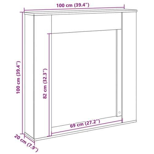 Okvir za kamin boja hrasta 100x20x100 cm od konstruiranog drva - Smeđi hrast Cijena