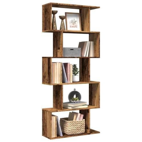 Paravan - Sobna pregrada / regal za knjige 5 razina 70x24x161 cm drveni - Staro drvo 1 161 cm Cijena