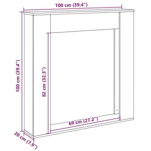Okvir za kamin bijeli 100x20x100 cm od konstruiranog drva - Bijela Cijena