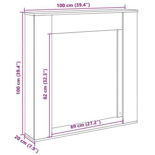 Okvir za kamin boja drva 100x20x100 cm od konstruiranog drva - Staro drvo Cijena