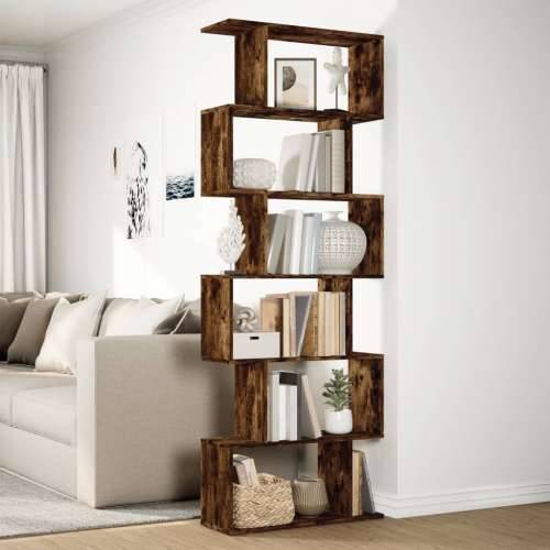 Pregrada / regal za knjige 6 razina hrast 70x24x193 cm drveni - Dimljeni hrast 1 193 cm Cijena