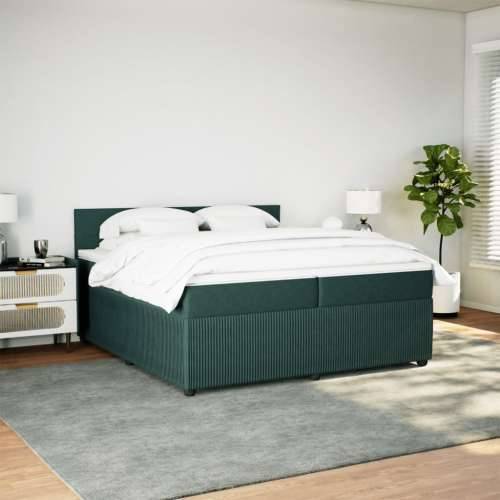 Krevet s oprugama i madracem tamnozeleni 200x200 cm baršunasti - Tamnozelena 200 x 200 cm Blok s kvadratima Cijena