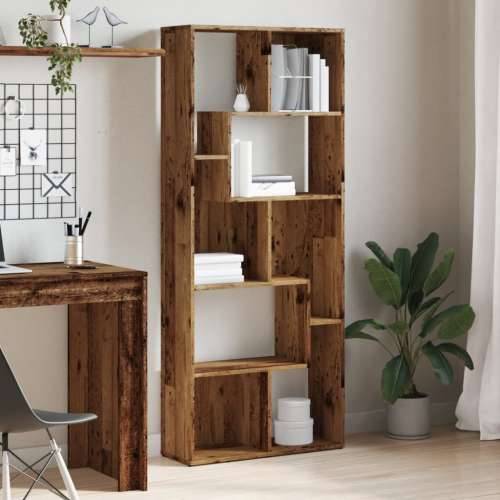 Regal za knjige boja starog drva 67x24x161 cm konstruirano drvo - Staro drvo 1 Cijena