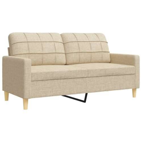 2-dijelni set sofa s ukrasnim jastucima krem od tkanine - Krema s jastučićima Cijena