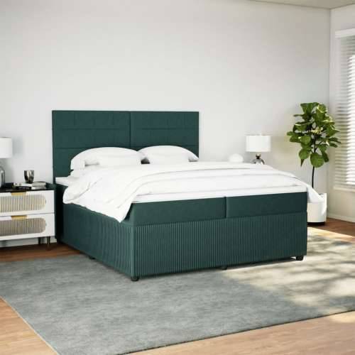 Krevet s oprugama i madracem tamnozeleni 200x200 cm baršunasti - Tamnozelena 200 x 200 cm Blok s kvadratima Cijena