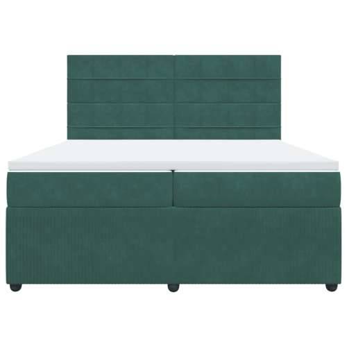 Krevet s oprugama i madracem tamnozeleni 200x200 cm baršunasti - Tamnozelena 200 x 200 cm Blok s kvadratima Cijena