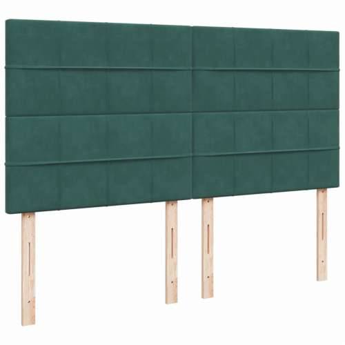 Krevet s oprugama i madracem tamnozeleni 200x200 cm baršunasti - Tamnozelena 200 x 200 cm Blok s kvadratima Cijena