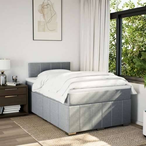 Krevet s oprugama i madracem svjetlosivi 120x190 cm od tkanine - Svjetlosiva 120 x 190 cm Blok s kvadratima Cijena