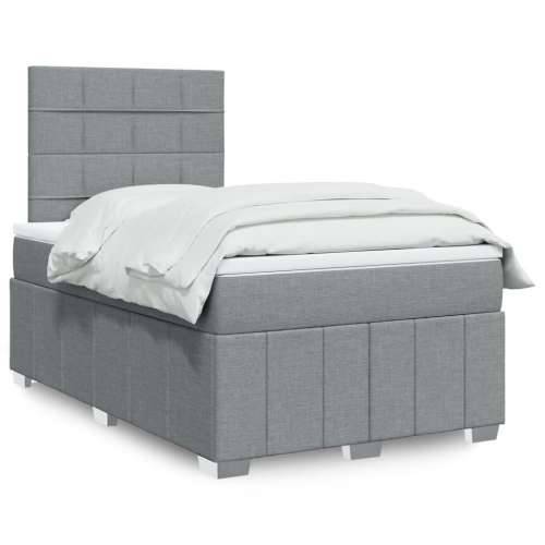 Krevet s oprugama i madracem svjetlosivi 120x190 cm od tkanine - Svjetlosiva 120 x 190 cm Blok s kvadratima Cijena