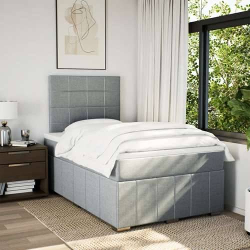 Krevet s oprugama i madracem svjetlosivi 120x190 cm od tkanine - Svjetlosiva 120 x 190 cm Blok s kvadratima Cijena