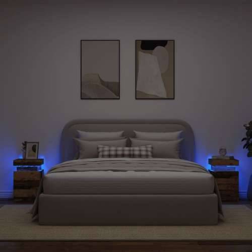 Noćni ormarići 2 kom s LED boja staro drvo 35x39x55 cm drveni - Staro drvo 2 Cijena