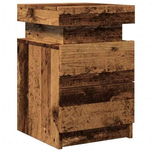 Noćni ormarići 2 kom s LED boja staro drvo 35x39x55 cm drveni - Staro drvo 2 Cijena