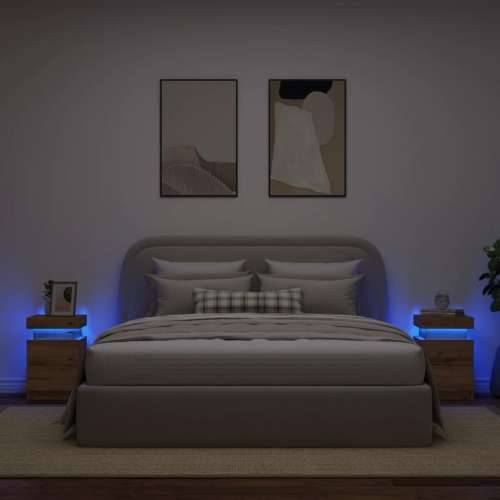 Noćni ormarići 2 kom s LED boja hrasta 40x30x40 cm drveni - artisian oak 2 Cijena