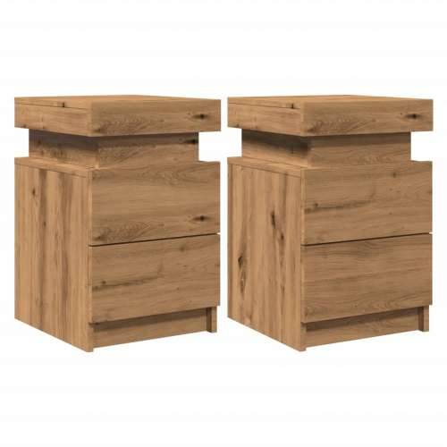 Noćni ormarići 2 kom s LED boja hrasta 40x30x40 cm drveni - artisian oak 2 Cijena