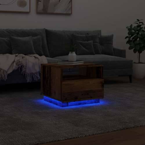 Stolić za kavu s LED svjetlima boja starog drva 50 x 49 x 40 cm - Staro drvo 1 50 cm Cijena