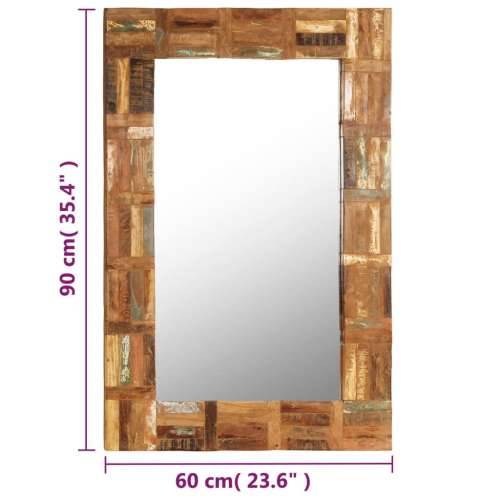 Zidno ogledalo od masivnog obnovljenog drva 60 x 90 cm Cijena