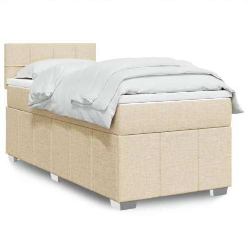 Krevet s oprugama i madracem krem 100 x 200 cm od tkanine - Krema 100 x 200 cm Blok s kvadratima Cijena