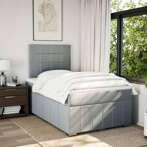 Krevet s oprugama i madracem svjetlosivi 120x190 cm od tkanine - Svjetlosiva 120 x 190 cm Blok s kvadratima Cijena