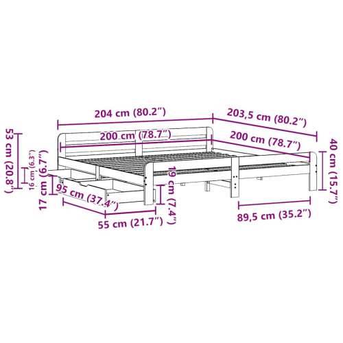 Okvir kreveta bez madraca 200 x 200 cm od masivne borovine - Prirodna 200 x 200 cm Cijena