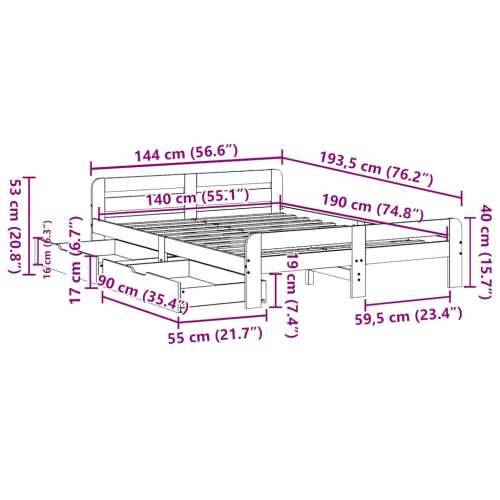 Okvir kreveta bez madraca bijeli 140 x 190 cm masivna borovina - Bijela 140 x 190 cm Cijena
