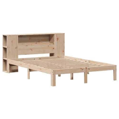 Krevet s regalom za knjige bez madraca 160x200 cm od borovine - Prirodna 160 x 200 cm Cijena