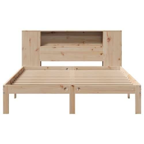 Krevet s regalom za knjige bez madraca 160x200 cm od borovine - Prirodna 160 x 200 cm Cijena