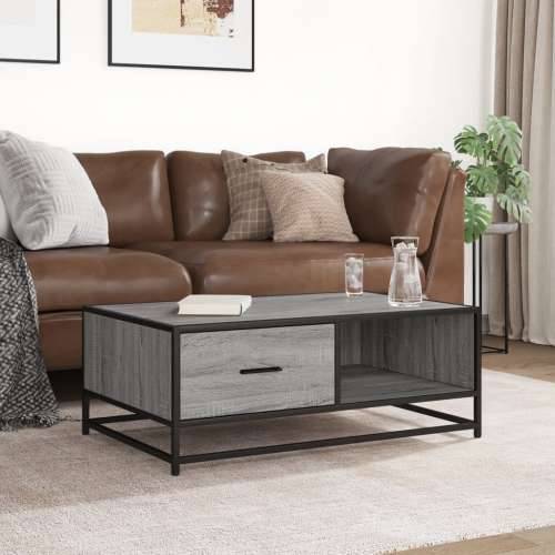 Stolić za kavu siva boja hrasta 90x57x35 cm od drva i metala - Sivi hrast sonoma 1 Cijena