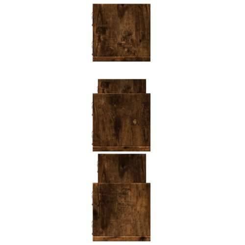 Zidne police 3 kom boja hrasta 80x18x18 cm konstruirano drvo - Dimljeni hrast 80 x 18 x 18 cm 1 Cijena