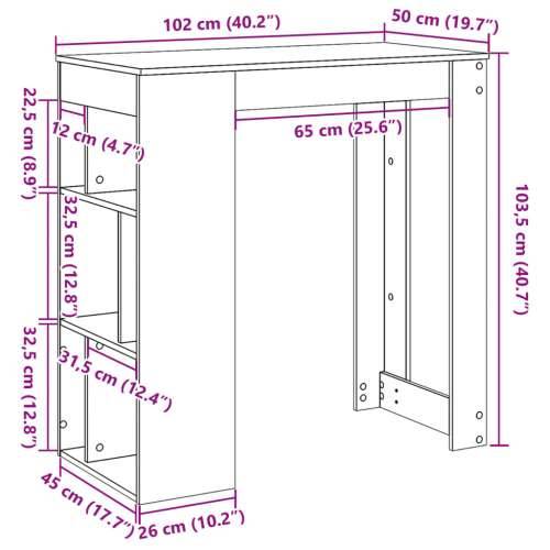 Barski stol s stalcima bijeli 102x50x103,5 cm konstruirano drvo - Bijela 1 Cijena
