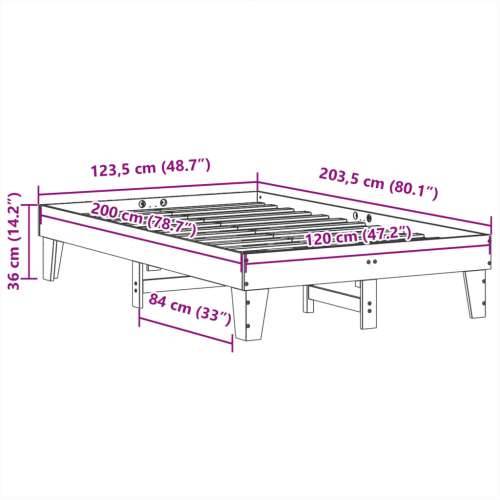 Okvir kreveta bez madraca 120 x 200 cm od masivne borovine - Prirodna 120 x 200 cm Cijena