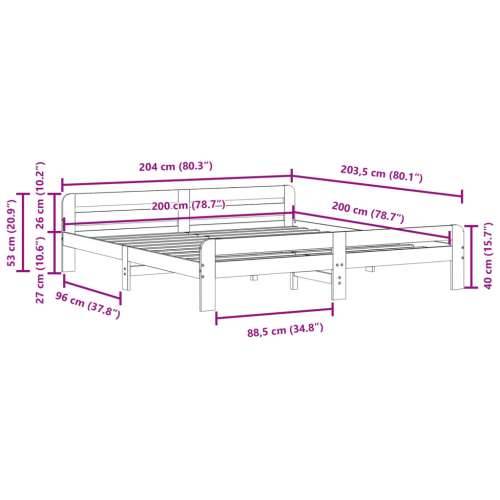 Okvir kreveta bez madraca 200 x 200 cm od masivne borovine - Prirodna 200 x 200 cm Cijena