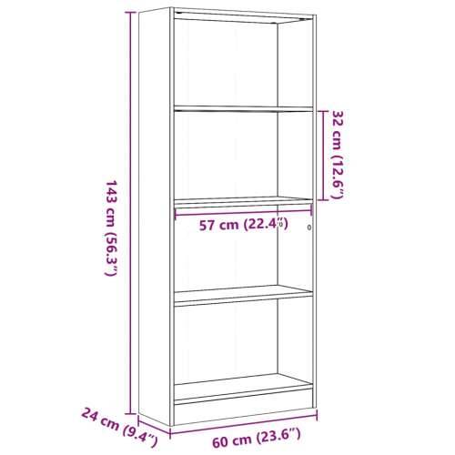 Regal za knjige bijeli 60x24x143 cm konstruirano drvo - Bijela 1 143 cm 60 cm Cijena