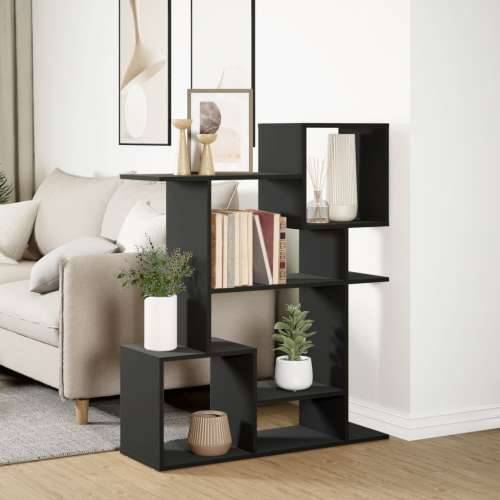 Paravan - Sobna pregrada / regal za knjige crni 92x29x112 cm drveni - Crna 1 112 cm Cijena