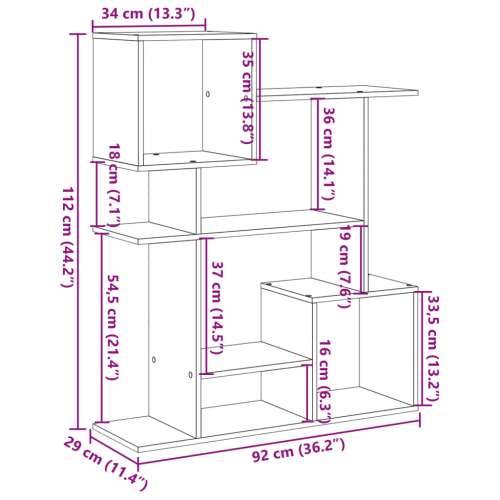 Paravan - Sobna pregrada / regal za knjige sivi 92x29x112 cm drveni - Beton siva 1 112 cm Cijena