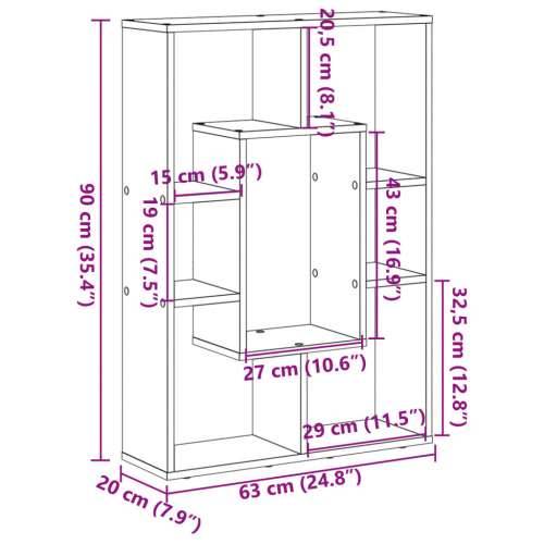 Regal za knjige boja hrasta 63x20x90 cm od konstruiranog drva - sonoma hrast 1 Cijena