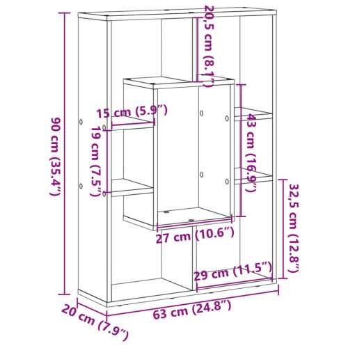 Regal za knjige boja hrasta 63x20x90 cm konstruirano drvo - Dimljeni hrast 1 Cijena
