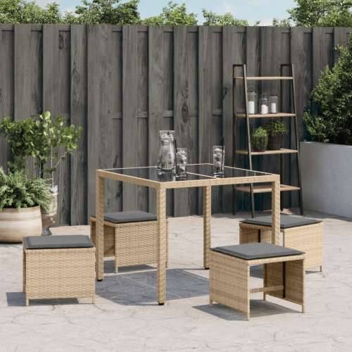 Vrtni taburei s jastucima 4 kom 41x41x36 cm od poliratana - Miješana bež 4 Cijena