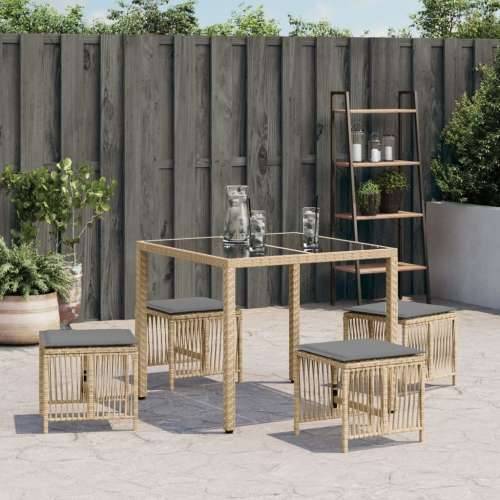 Vrtni taburei s jastucima 4 kom 41x41x36 cm od poliratana - Miješana bež 4 Cijena