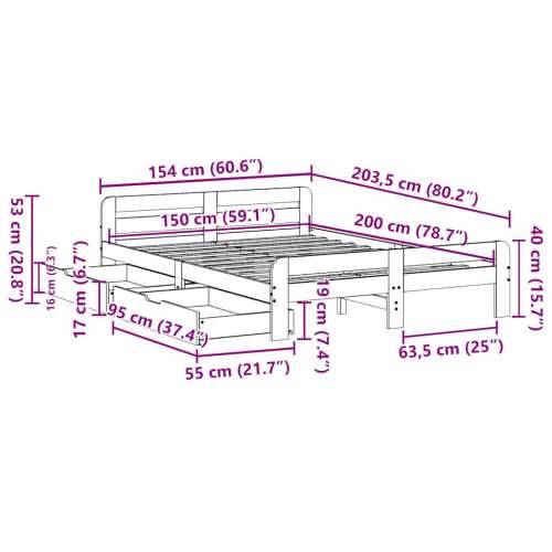 Okvir kreveta bez madraca bijeli 150x200 cm od masivne borovine - Bijela 150 x 200 cm Cijena