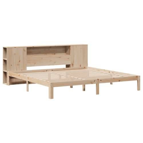 Krevet s regalom za knjige bez madraca 180x200 cm od borovine - Prirodna 180 x 200 cm Cijena