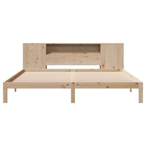 Krevet s regalom za knjige bez madraca 180x200 cm od borovine - Prirodna 180 x 200 cm Cijena