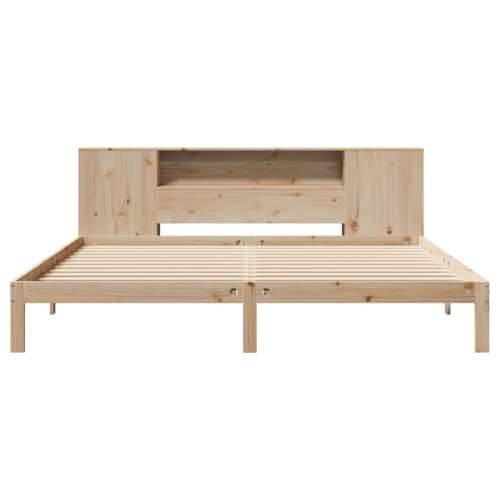 Krevet s regalom za knjige bez madraca 200 x 200 cm od borovine - Prirodna 200 x 200 cm Cijena