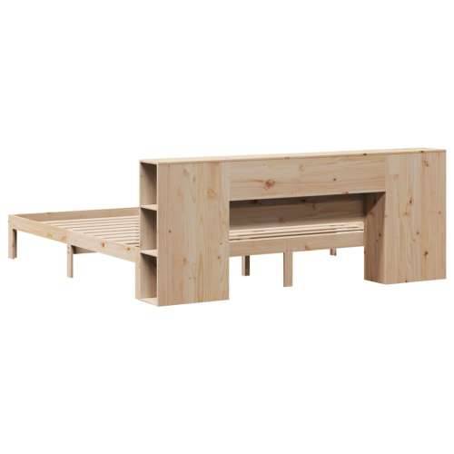 Krevet s regalom za knjige bez madraca 200 x 200 cm od borovine - Prirodna 200 x 200 cm Cijena