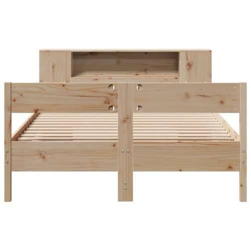 Krevet s regalom za knjige bez madraca 160x200 cm od borovine - Prirodna 160 x 200 cm Cijena