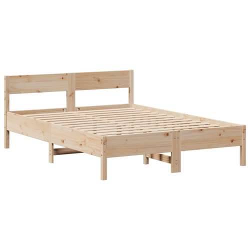 Krevet s regalom za knjige bez madraca 160x200 cm od borovine - Prirodna 160 x 200 cm Cijena