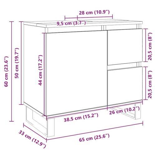 Kupaonski ormarić boja hrasta 65x33x60 cm konstruirano drvo - sonoma hrast 1 Cijena