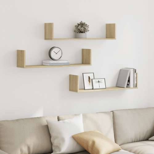 Zidne police 3 kom boja hrasta 80x18x18 cm konstruirano drvo - sonoma hrast 80 x 18 x 18 cm 1 Cijena
