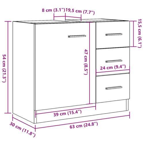 Ormarić za Lavabo - Umivaonik boja artisian hrast 63x30x54 cm drveni - hrast artisan 1 Cijena