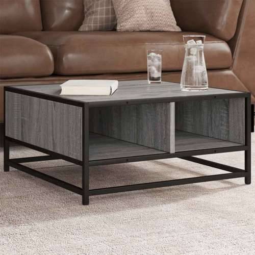 Stolić za kavu siva boja hrasta 60,5x60,5x30 cm drvo i metal - grey sonoma and black 60.5 x 60.5 x 30 cm 1 Cijena