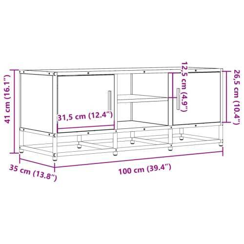 TV ormarić boja hrasta 100x35x41 cm konstruirano drvo i metal - sonoma hrast 1 100 cm Cijena